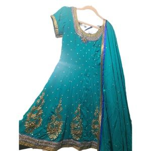 Beautiful Turquoise Blue Anarkali Suit